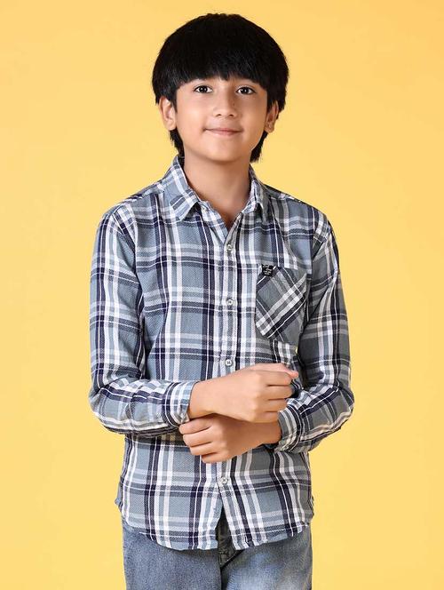 boys long sleeves checkered shirt - 21634438 - Standard Image - 0