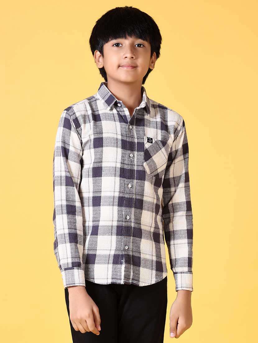 boys long sleeves checkered shirt - 21634441 -  Zoom Image - 0