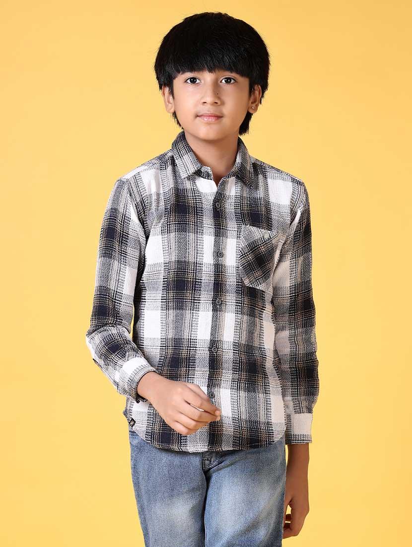 boys long sleeves checkered shirt - 21634444 - Zoom Image - 0