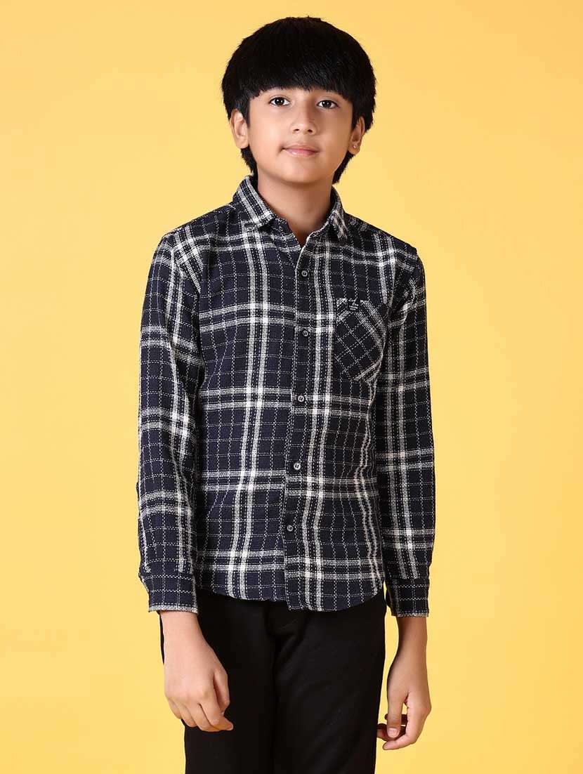 boys long sleeves checkered shirt - 21634445 -  Zoom Image - 0