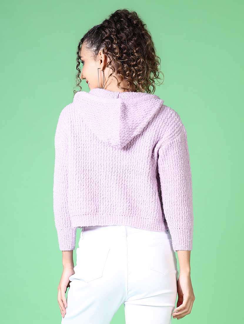 women solid hooded long sleeves pullover - 21634458 -  Standard Image - 3