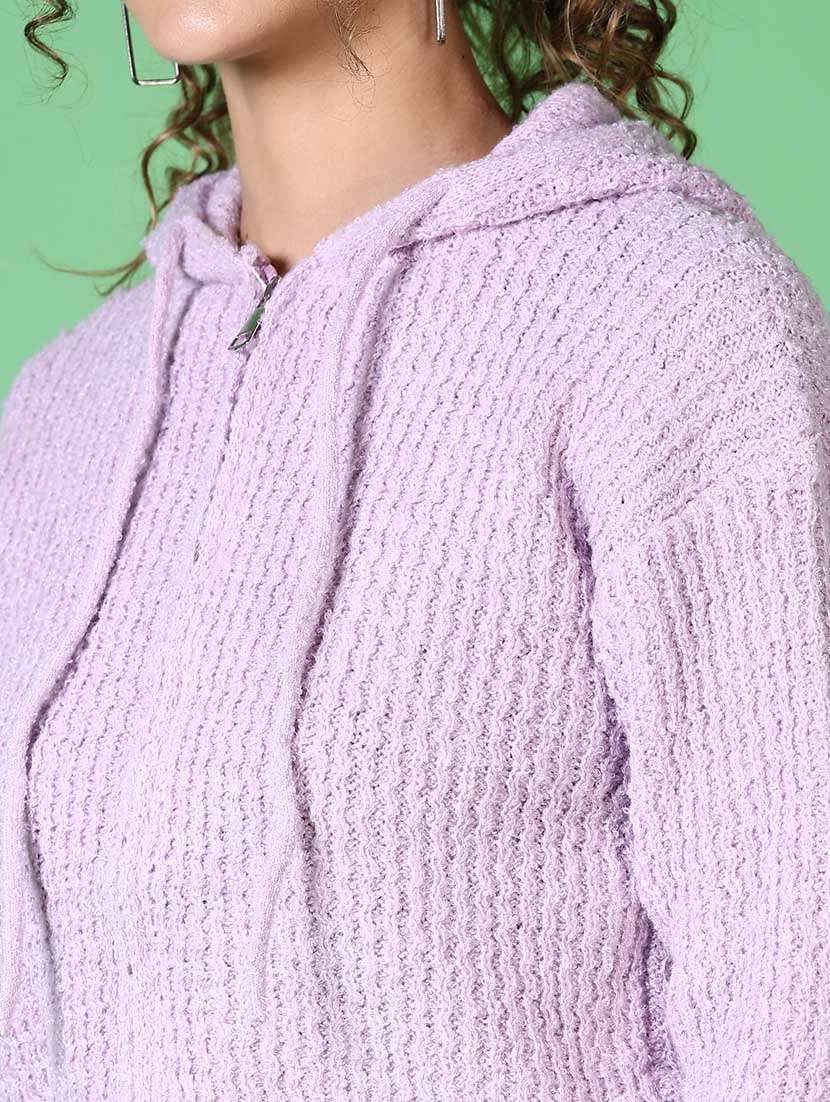 women solid hooded long sleeves pullover - 21634458 -  Standard Image - 5