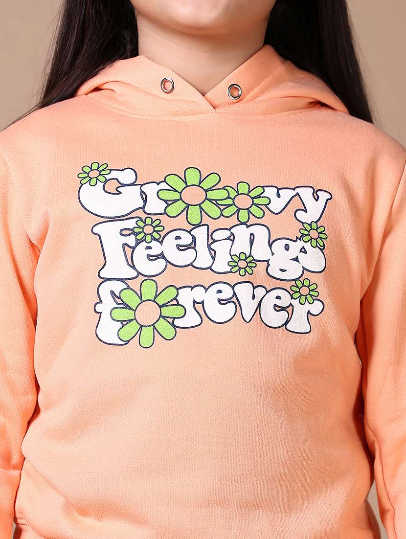 girls typography print sweatshirt & pyjama full length set - 21634628 -  Standard Image - 5