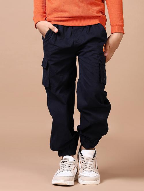 boys navy blue solid cargo - 21634629 - Standard Image - 0