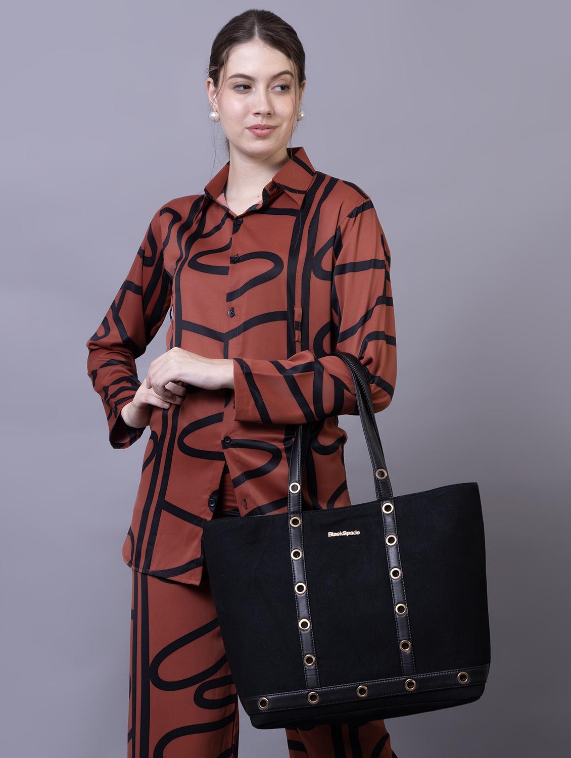 women solid structured tote - 21634684 - Standard Image - 5