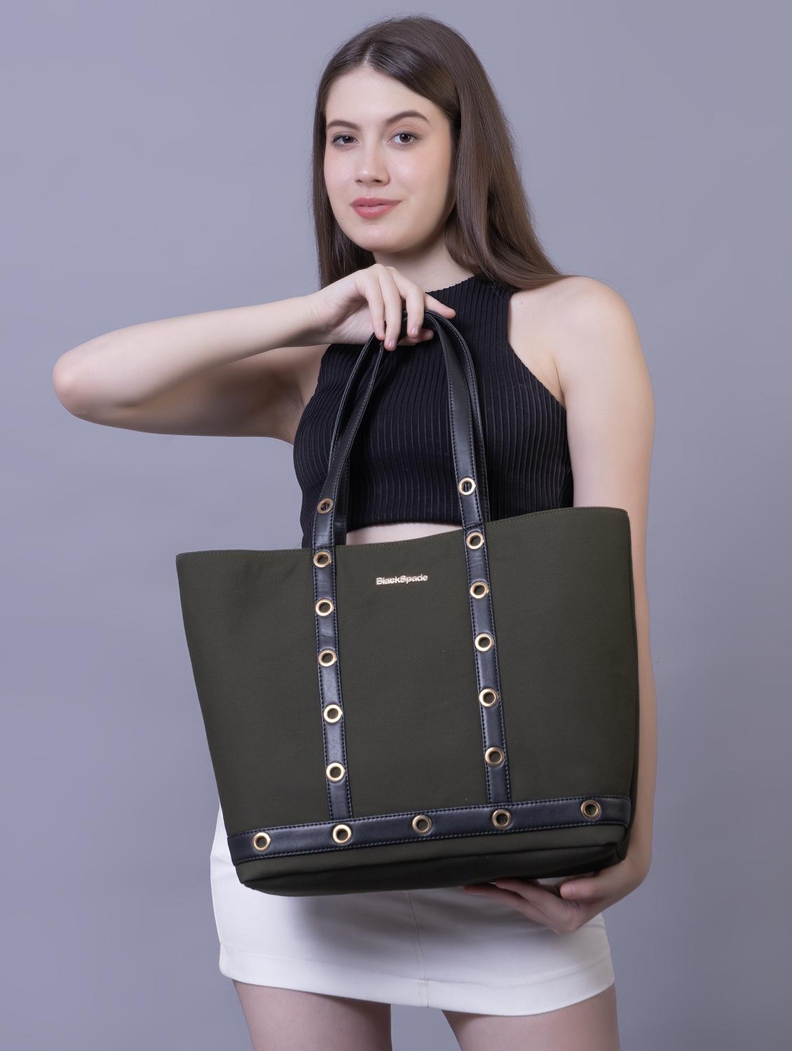 women solid structured tote - 21634686 - Standard Image - 5