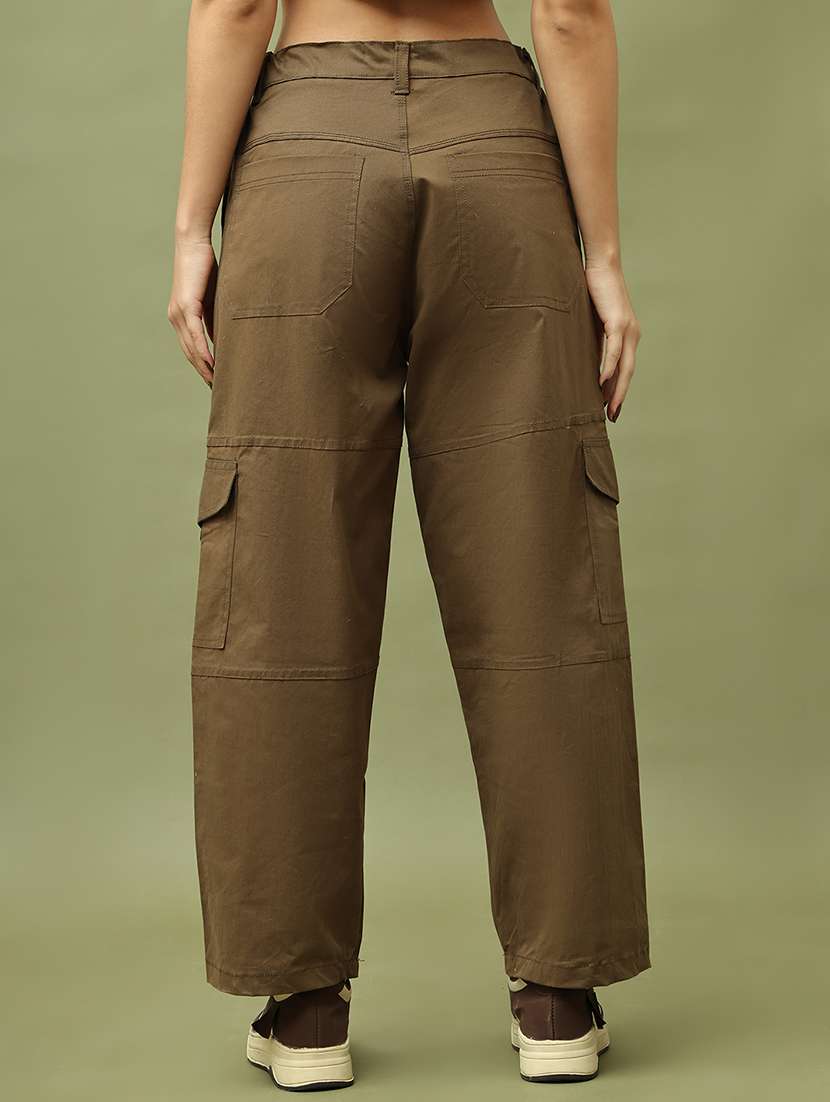 women solid high rise cargo - 21634990 -  Standard Image - 3