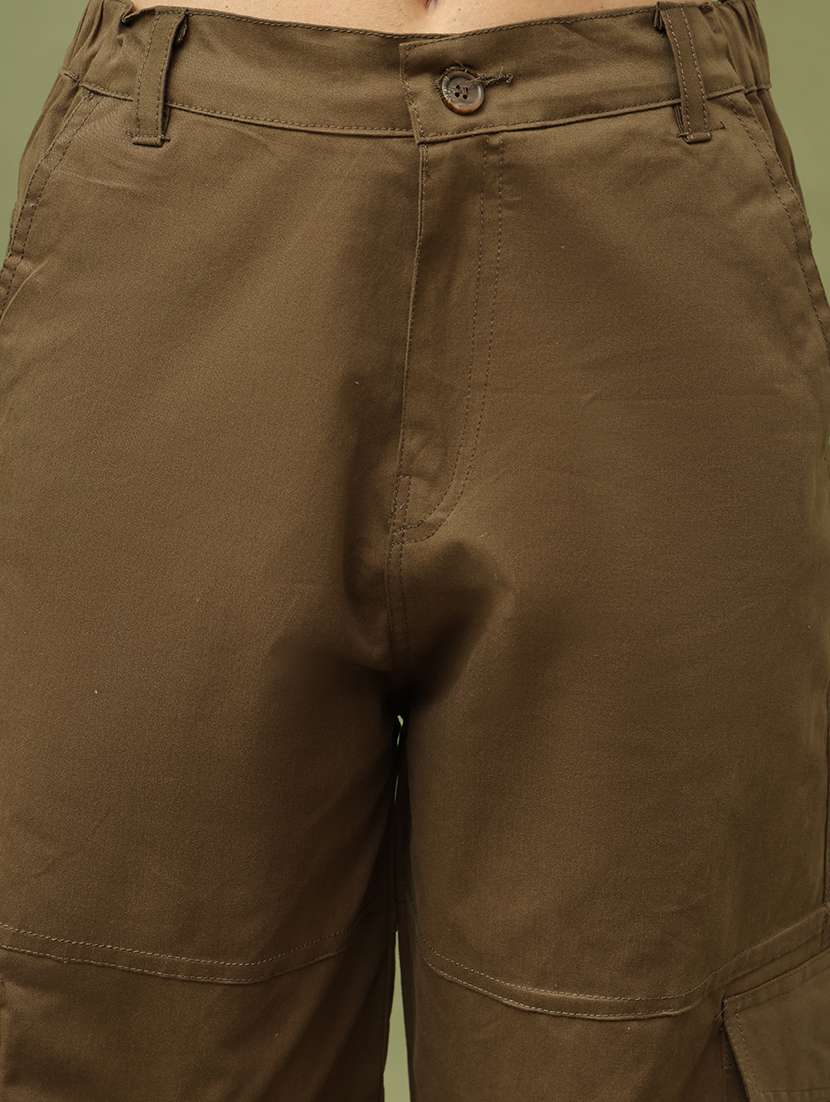 women solid high rise cargo - 21634990 -  Standard Image - 5