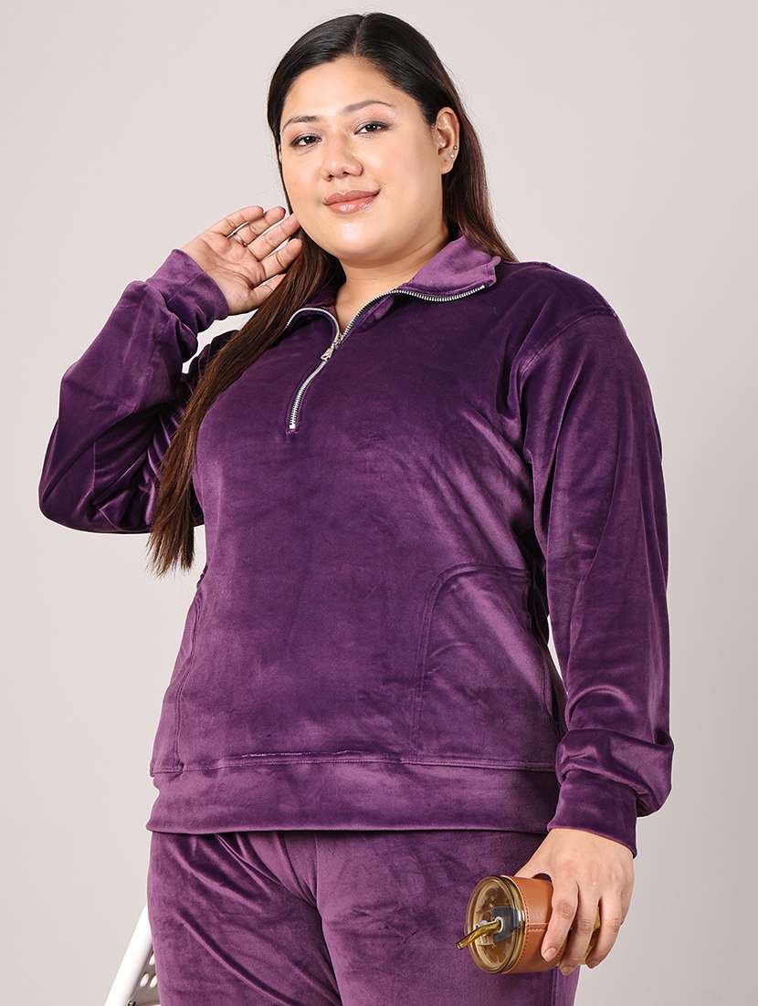 women solid velvet pyjama nightwear set - 21634995 -  Standard Image - 3