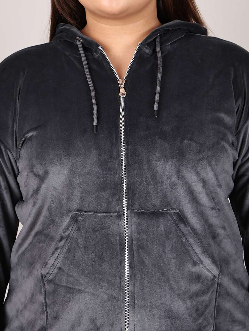 women solid velvet pyjama nightwear set - 21634996 -  Standard Image - 3