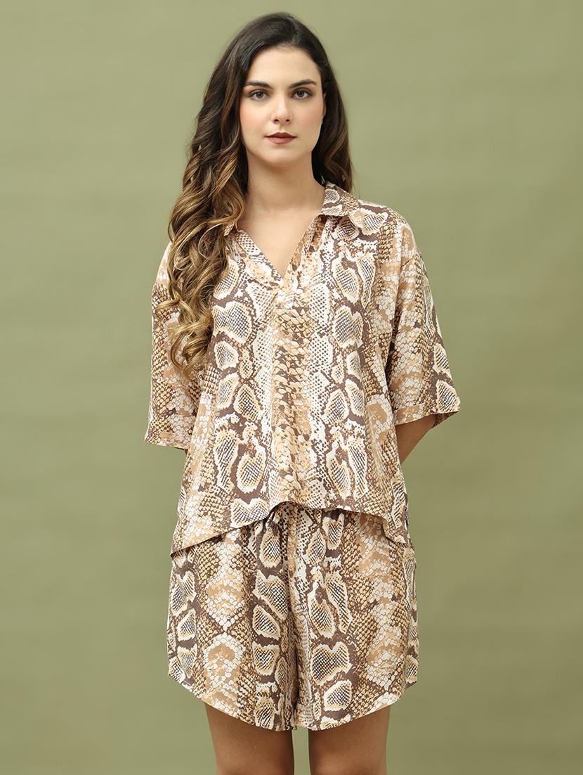 women printed shorts nightwear set - 21634997 - Zoom Image - 0