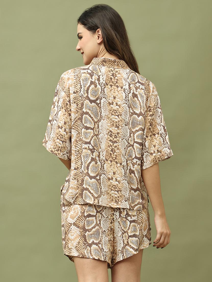women printed shorts nightwear set - 21634997 - Standard Image - 3