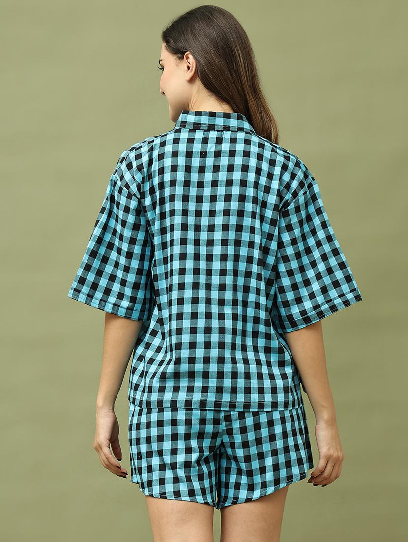 women checkered shorts nightwear set - 21634999 - Standard Image - 3
