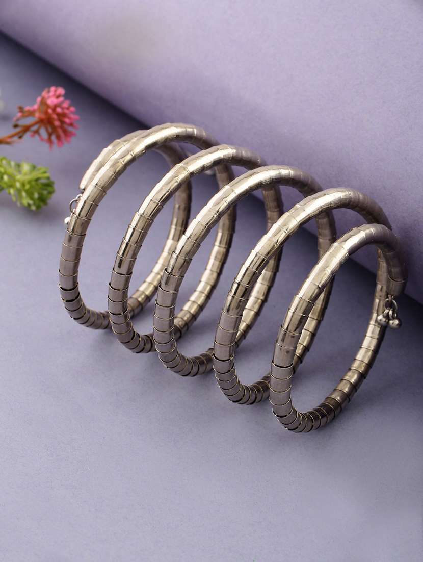 women silver brass spiral cuff bracelet