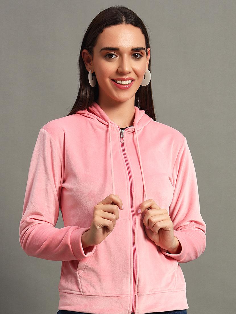 women plain hooded zipper sweatshirt - 21635058 - Zoom Image - 0