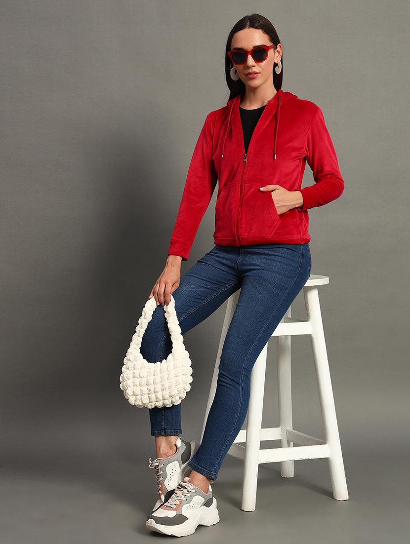 women solid long sleeve zipper sweatshirt - 21635059 - Standard Image - 3