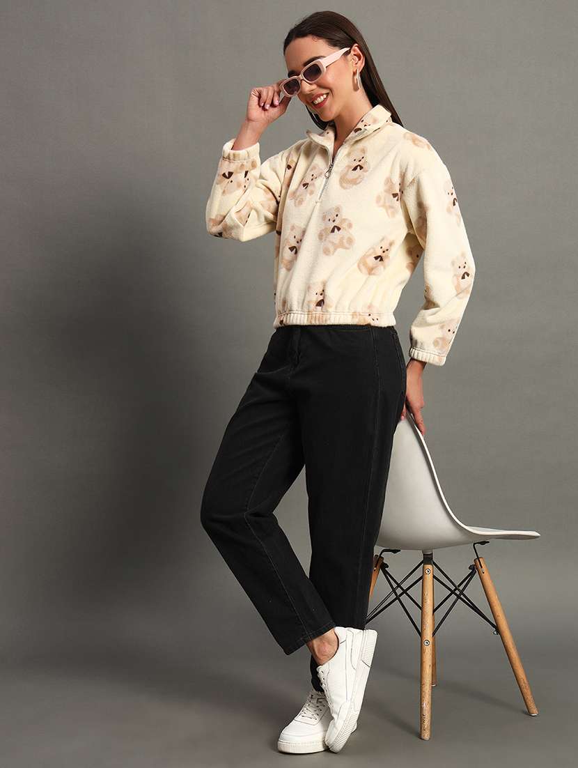 women printed high neck sweatshirt - 21635064 - Standard Image - 3