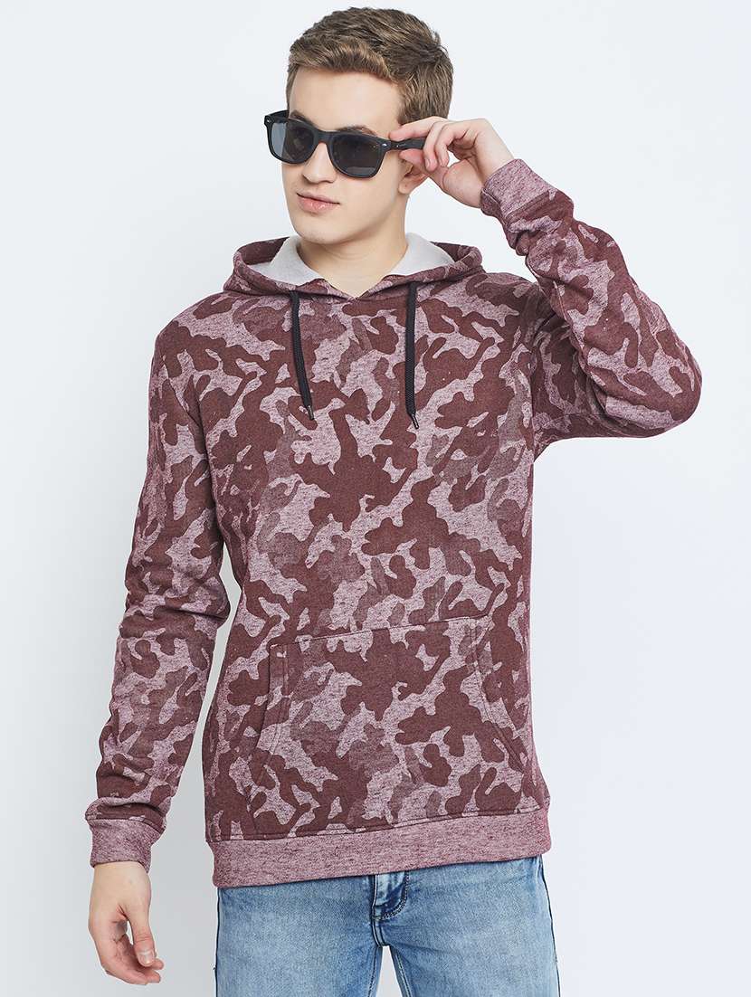 men long sleeve regular fit hooded sweatshirt