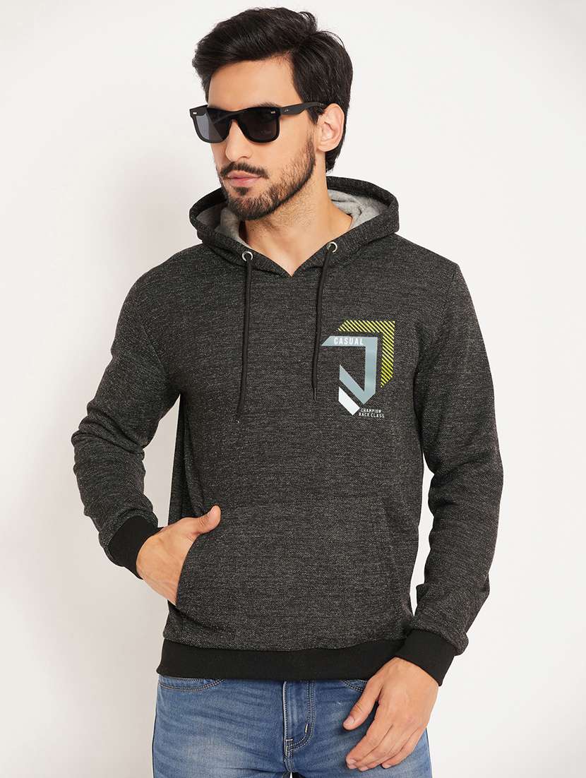 men long sleeve regular fit hooded sweatshirt