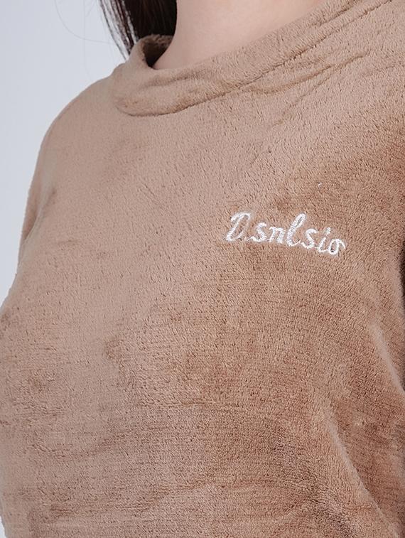 women brown solid round neck pyjama set - 21635398 - Standard Image - 3