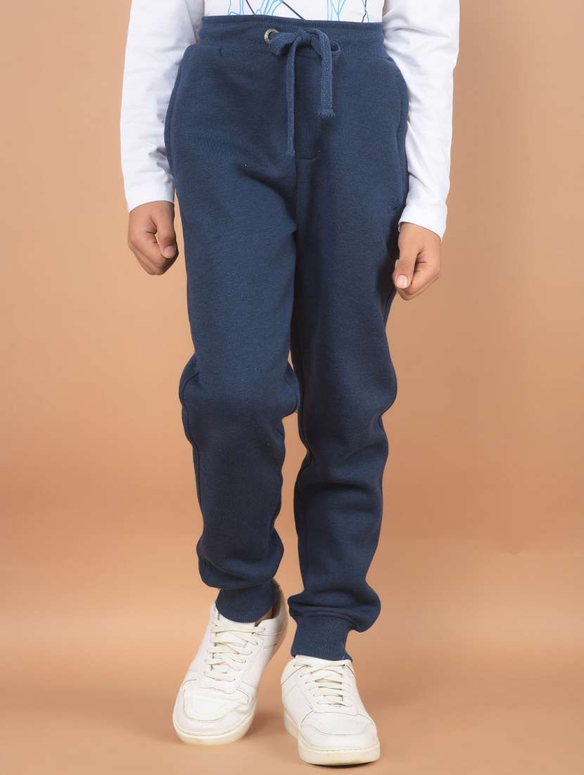 boys blue solid cotton plain jogger