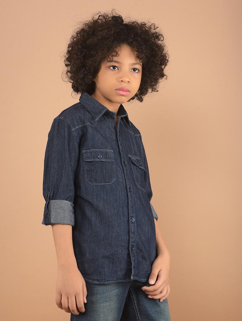 boys solid long sleeve shirt