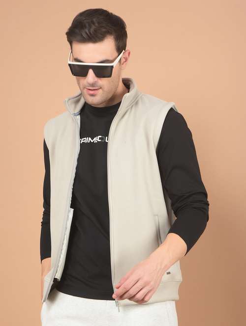 men grey solid sleeveless sweatshirt - 21635511 -  Standard Image - 0