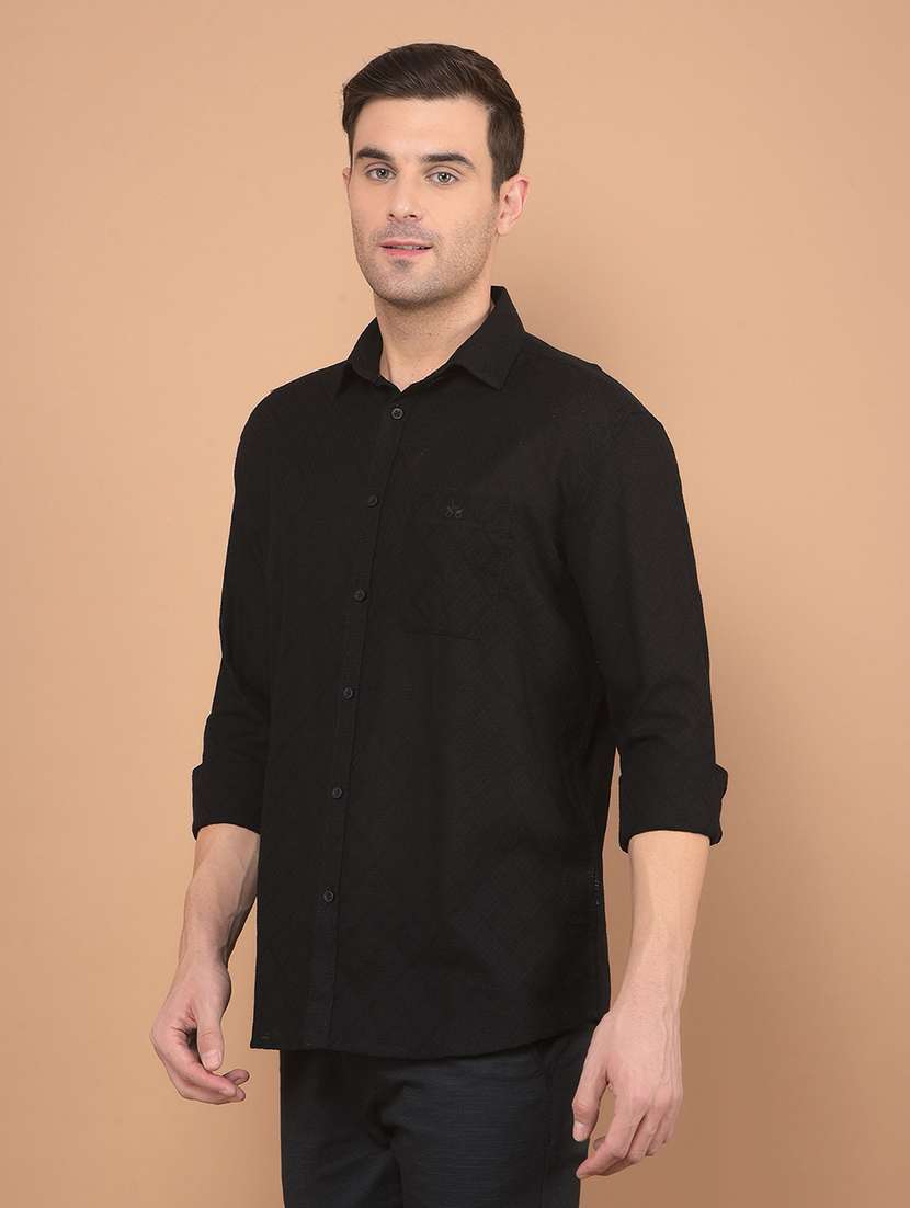 men solid long sleeve casual shirt
