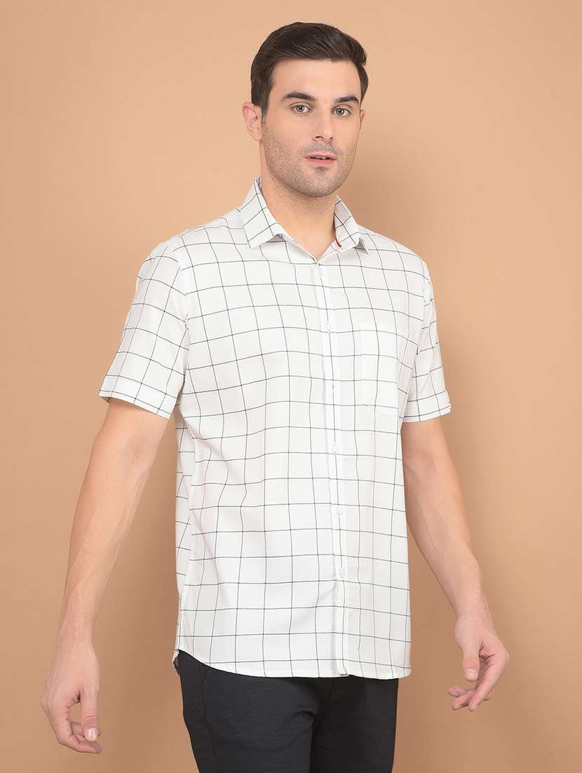 men checkered short sleeve casual shirt