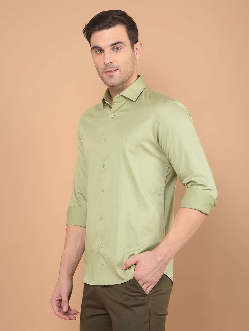 men solid long sleeve casual shirt