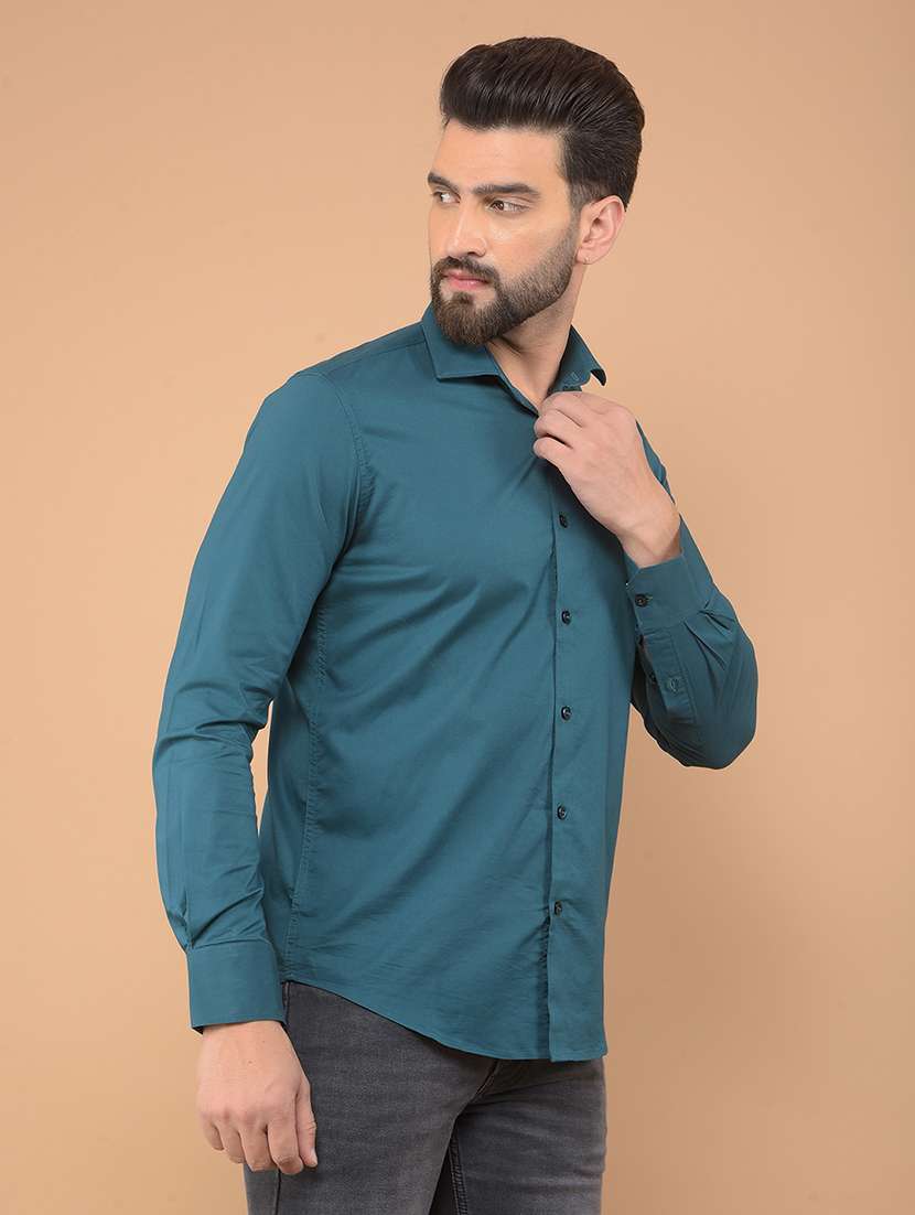 men solid long sleeve casual shirt