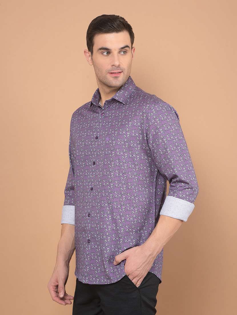 men printed long sleeve casual shirt