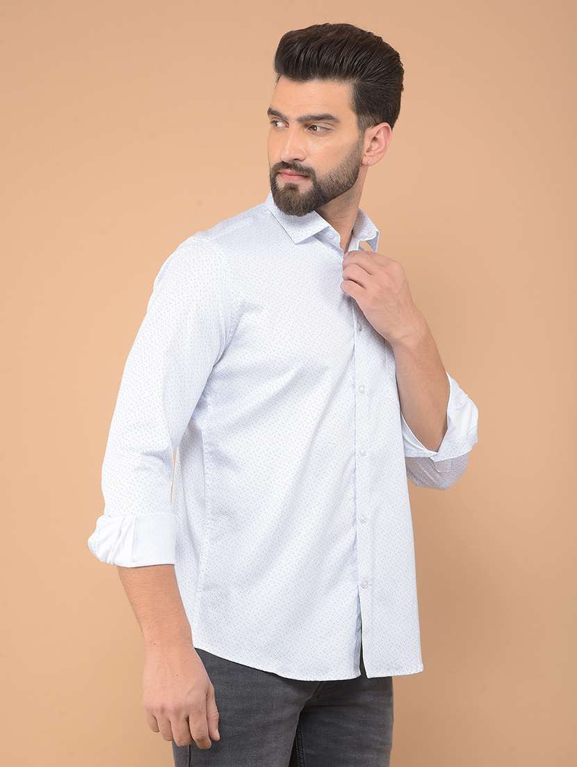 men printed long sleeve casual shirt