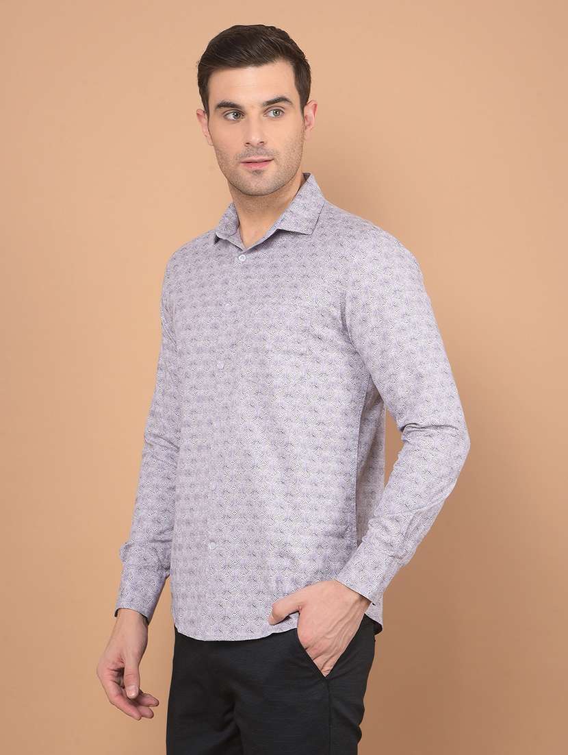 men printed long sleeve casual shirt