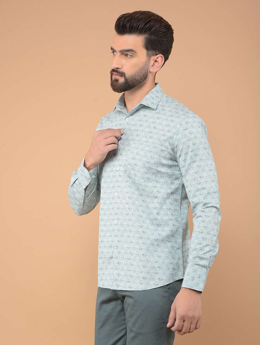 men printed long sleeve casual shirt