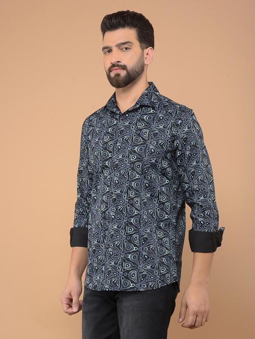 men printed long sleeve casual shirt - 21635622 - Standard Image - 0