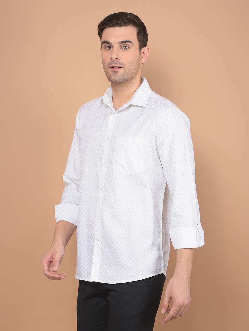 men printed long sleeve casual shirt