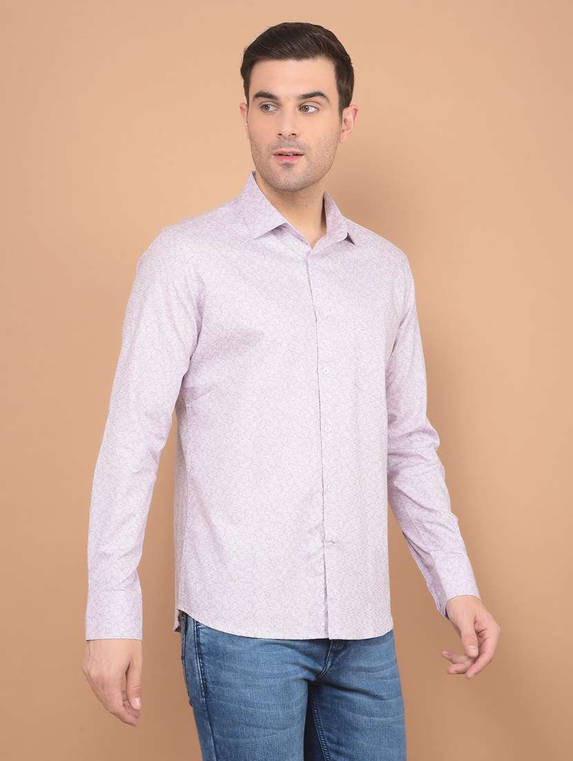 men printed long sleeve casual shirt