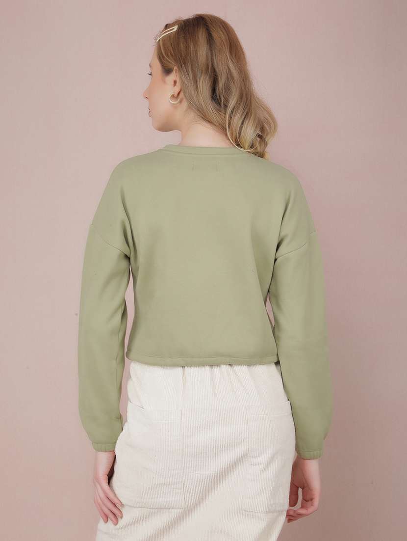 women solid long sleeve sweatshirt - 21635658 - Standard Image - 3