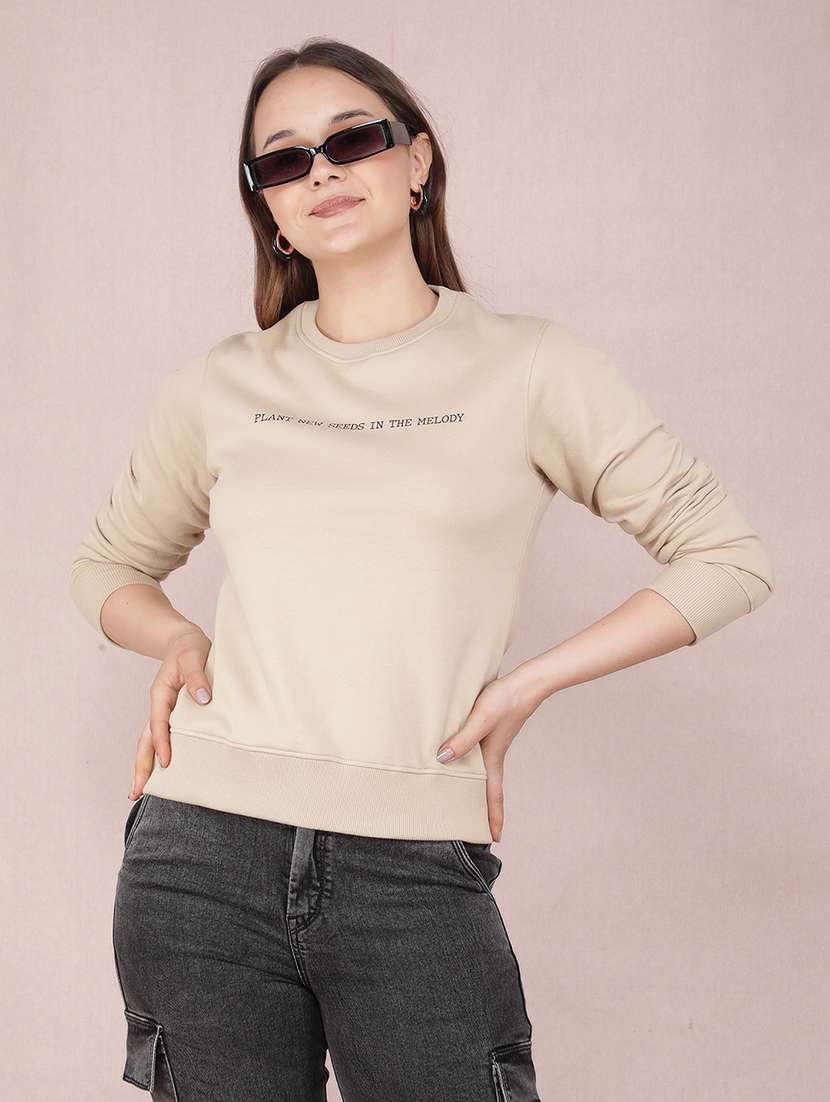 women chest print long sleeve sweatshirt