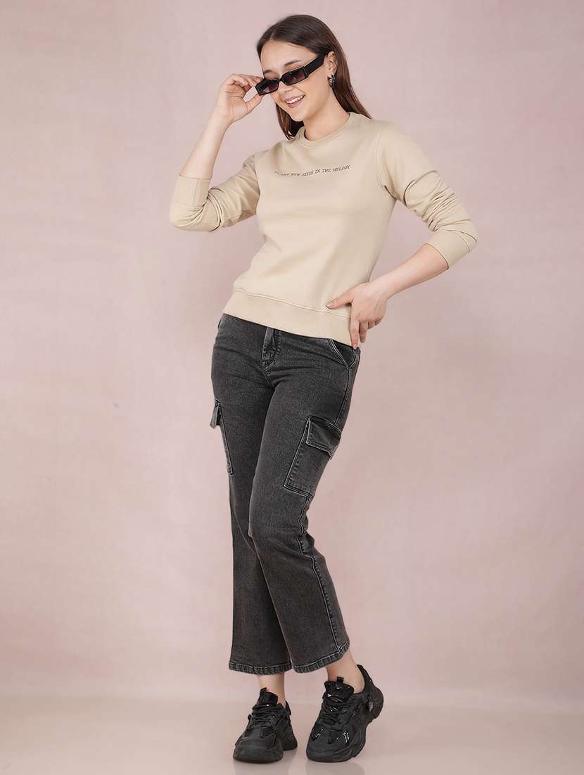 women chest print long sleeve sweatshirt - 21635666 -  Standard Image - 3