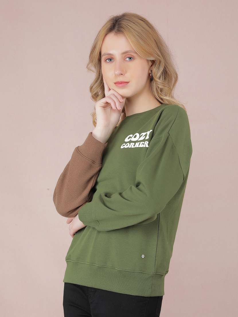 women color block long sleeve sweatshirt