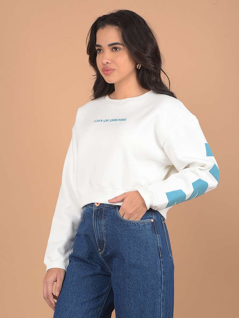 women front & back print long sleeve sweatshirt