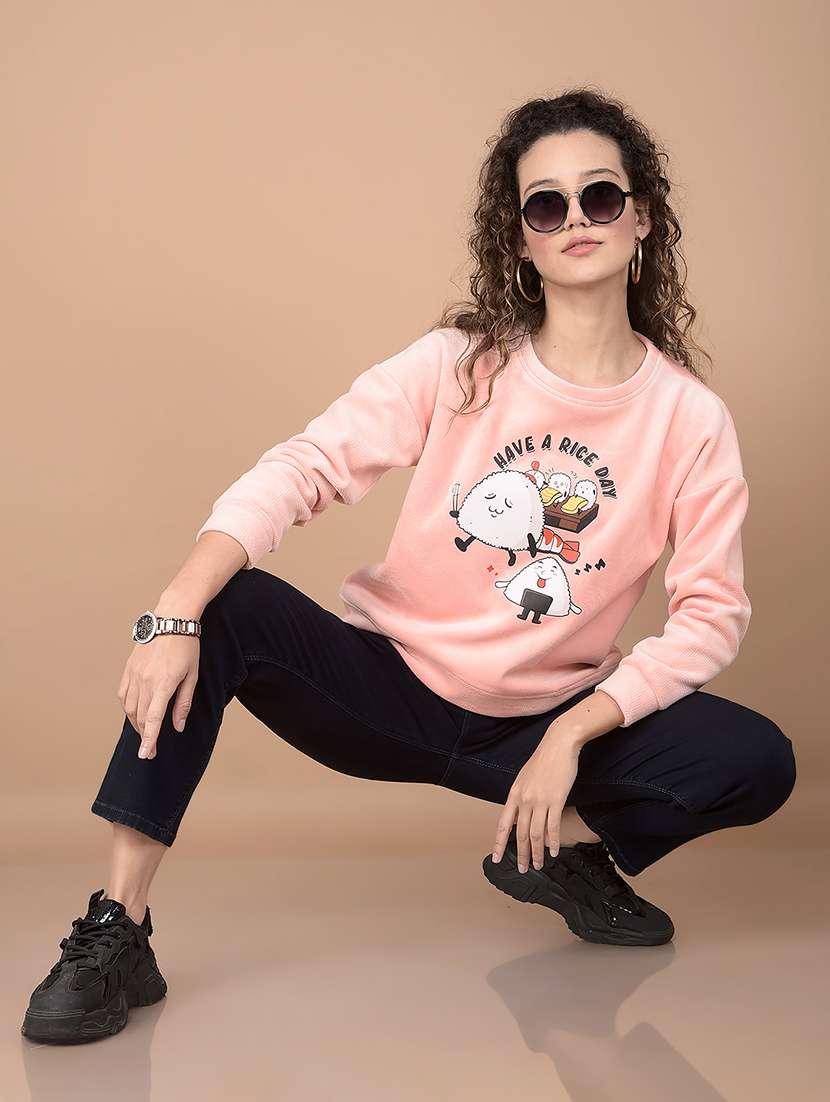 women front print long sleeve sweatshirt - 21635676 -  Standard Image - 3