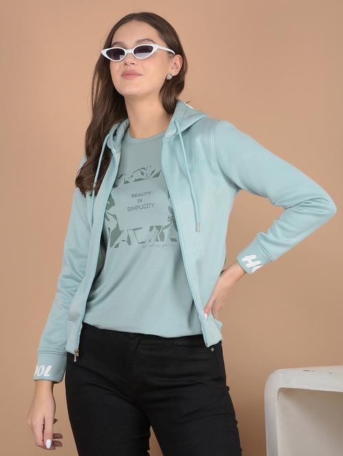 women solid zipper long sleeve sweatshirt - 21635677 - Standard Image - 0