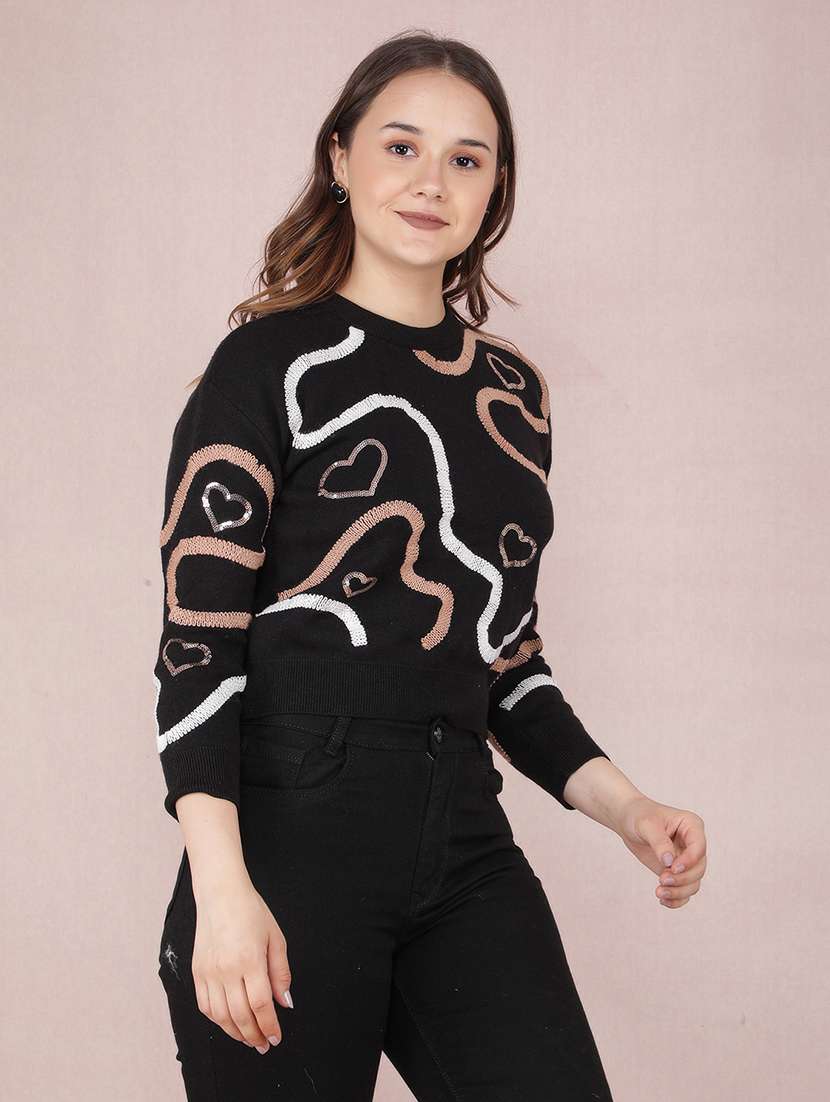 women printed long sleeve pullover - 21635691 -  Zoom Image - 0