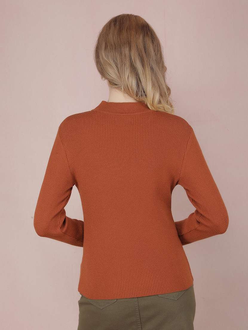 women solid long sleeve pullover - 21635711 -  Standard Image - 3