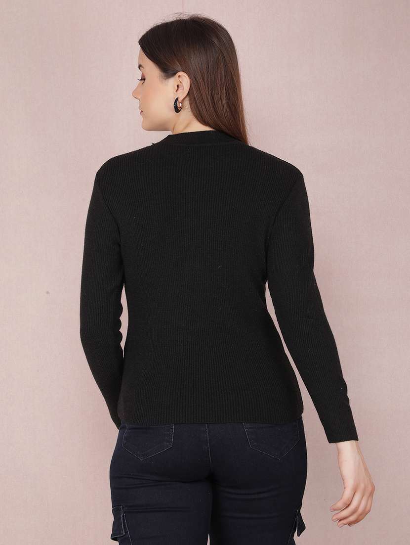 women solid long sleeve pullover - 21635713 -  Standard Image - 3