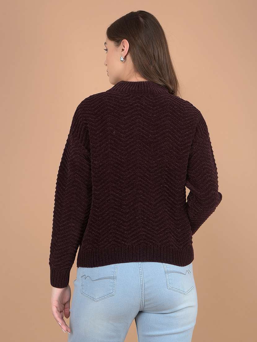 women solid long sleeve pullover - 21635720 - Standard Image - 3