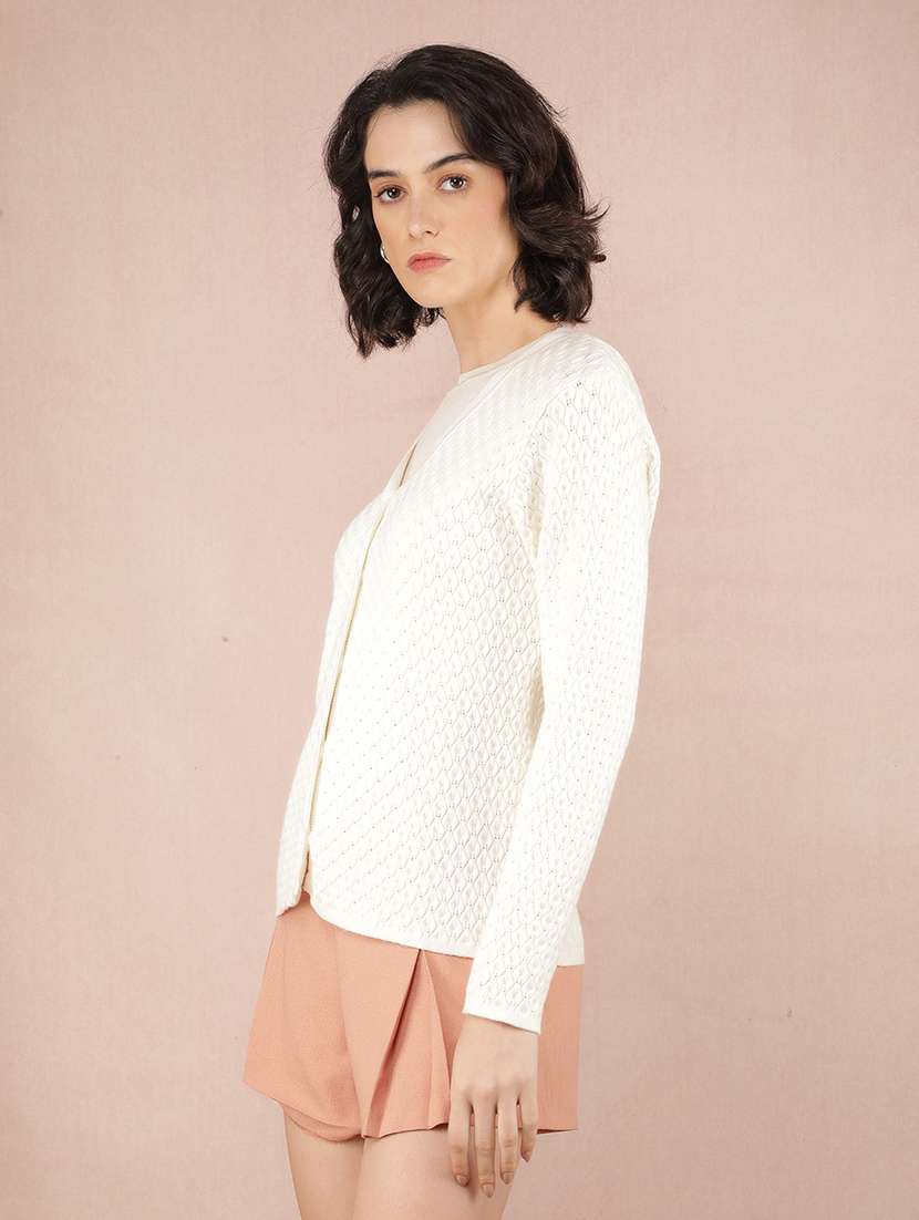 women solid long sleeve cardigan - 21635725 -  Zoom Image - 0